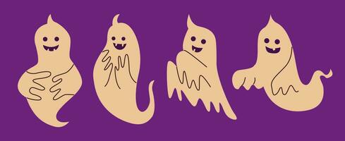 verzameling van grappig geesten voor halloween decoratie. schattig halloween geest. vlak vector illustratie.