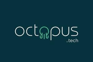 Octopus typografie logo ontwerp vector met creatief element concept