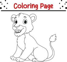schattig leeuw dier kleur bladzijde illustratie vector. voor kinderen kleur boek. vector