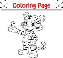 schattig tijger tekenfilm kleur bladzijde. dier illustratie vector. voor kinderen kleur boek. vector