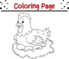 kip kleur bladzijde voor kinderen. zwart en wit vector illustratie voor kleur boek