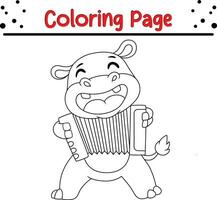 schattig nijlpaard dier kleur bladzijde illustratie vector. voor kinderen kleur boek. vector