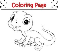 schattig hagedis dier kleur bladzijde illustratie vector. voor kinderen kleur boek. vector