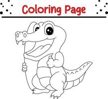 schattig krokodil dier kleur bladzijde voor kinderen. zwart en wit vector illustratie voor kleur boek.