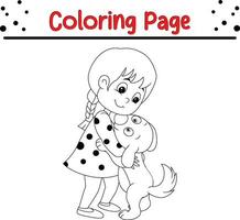 weinig meisje kleur bladzijde voor kinderen. zwart en wit vector illustratie voor kleur boek