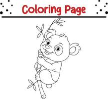 panda kleur bladzijde voor kinderen. zwart en wit vector illustratie voor kleur boek
