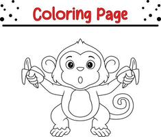 aap kleur bladzijde voor kinderen. zwart en wit vector illustratie voor kleur boek
