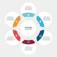 zes 6 opties cirkel fiets infographic sjabloon ontwerp vector