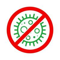virus hou op cel stempel. rood en groen vector. epidemie waarschuwing symbool of teken, risico zone sticker. ziekte beperkt zone. vector