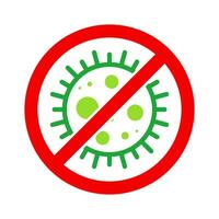 virus hou op cel stempel. rood en groen vector. epidemie waarschuwing symbool of teken, risico zone sticker. ziekte beperkt zone. vector