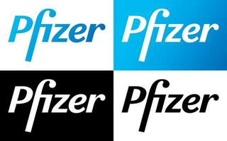 Pfizer vector logo - laatste blauw en zwart kleur silhouet reeks - Amerikaans farmaceutisch corporatie dat Onderzoek en ontwikkeling vaccins en medisch producten.