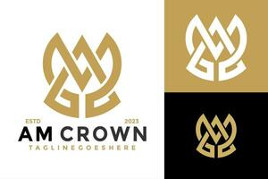 brief ben of ma kroon logo ontwerp vector symbool icoon illustratie