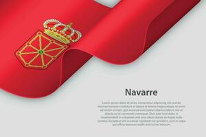 3d lint met vlag Navarra. Spaans zelfstandigheid gemeenschap. geïsoleerd Aan wit achtergrond vector