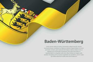 3d lint met vlag baden-württemberg. Duitse staat. geïsoleerd Aan wit achtergrond vector