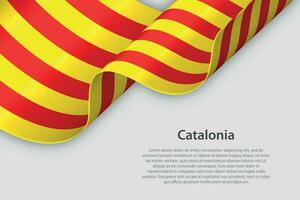 3d lint met vlag Catalonië. Spaans zelfstandigheid gemeenschap. geïsoleerd Aan wit achtergrond vector