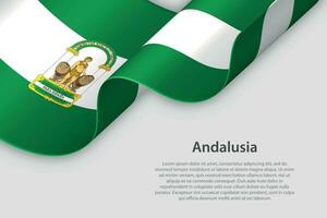 3d lint met vlag Andalusië. Spaans zelfstandigheid gemeenschap. geïsoleerd Aan wit achtergrond vector