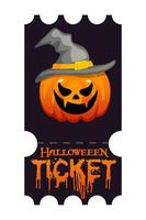 halloween partij ticket met pompoen. vector folder sjabloon