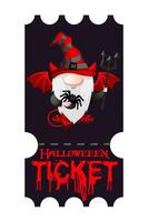 halloween ticket met duivel kabouter. vector folder sjabloon