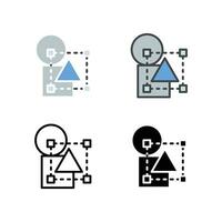 cirkel, vierkant, rechthoek en driehoek in kader. tweedimensionaal figuur vorm modellering . meting element. industrieel, Product ontwerp icoon. vector illustratie ontwerp Aan wit achtergrond. eps 10