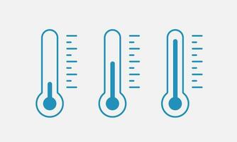 verkoudheid temperatuur lijn icoon set. thermometer schaal. vector