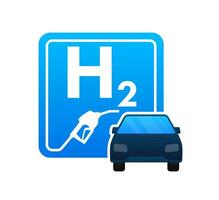 waterstof auto station, h2 gas. hernieuwbaar eco energie. vector voorraad illustratie