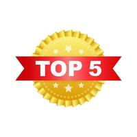 top 5 label. gouden laurier krans icoon. vector voorraad illustratie