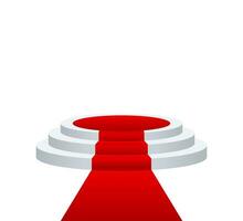 stadium voor prijzen ceremonie. podium met rood tapijt. voetstuk. schijnwerper. vector illustratie