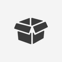 pakket, Open doos icoon vector geïsoleerd symbool teken
