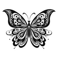 zwart en wit vlinder vector sticker, vlinder icoon vector, wit achtergrond.