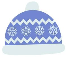 gebreid blauw pet hoed. winter hoofddeksels. vector