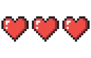 vol leven punt pixel. drie pixel harten. vector