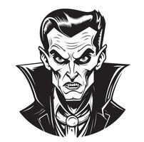 vampier gezicht tekenfilm schetsen hand- getrokken halloween vector illustratie