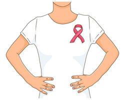 borst kanker bewustzijn maand. vrouw vervelend roze lint vector