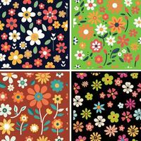 kleurrijk hand- trek bloemen naadloos patroon, vector ontwerp sjabloon