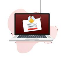 gegevens phishing met visvangst haak, laptop, internet veiligheid. vector voorraad illustratie