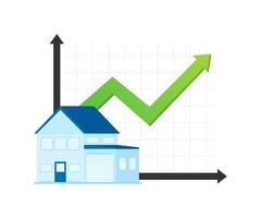 illustratie met huis prijs omhoog voor concept ontwerp. winst groei voortgang. bedrijf concept. bedrijf diagram vector