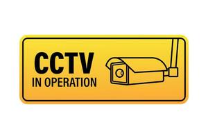 icoon met cctv Aan wit achtergrond. silhouet symbool. camera icoon. voorzichtigheid waarschuwing teken sticker. Gesloten stroomkring televisie, kabeltelevisie. vector voorraad illustratie