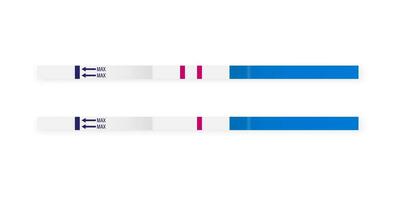 zwangerschap test stokjes met resultaten. kunst ontwerp zwanger, bevalling sjabloon. vector illustratie