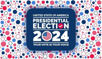 presidentieel verkiezing 2024 achtergrond ontwerp sjabloon met Verenigde Staten van Amerika vlag. stemmen in Verenigde Staten van Amerika vlag banier ontwerp. verkiezing stemmen poster. president stemmen 2024. politiek verkiezing 2024 campagne achtergrond. vector