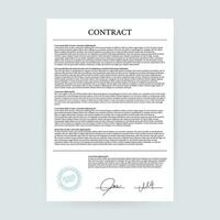 contract overeenkomst papier blanco met zegel. vector illustratie.