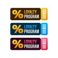 loyaliteit programma in vlak stijl. korting coupon. 3d coupon beloning. korting, loyaliteit programma, Promotie. vector