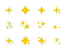 geel sparkles symbolen vector. de reeks van origineel vector sterren fonkeling icoon. helder vuurwerk, decoratie twinkelen, glimmend flash. vector voorraad illustratie.