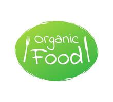 biologisch voedsel. gezond voedsel etiketten met belettering. veganistisch voedsel stickers. biologisch voedsel kenteken. belettering natuurlijk. vector illustratie