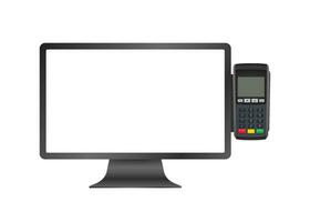 pos tablet computers, contant geld registreren apparatuur. bedrijf vector icoon