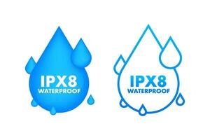 ipx8 waterbestendig, water weerstand niveau informatie teken. vector