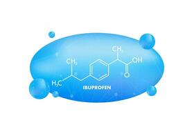 ibuprofen formule. concept van geneeskunde en apotheek. vector illustratie.