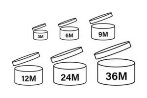 na opening gebruik pictogrammen. vervaldatum datum symbolen. vector illustratie