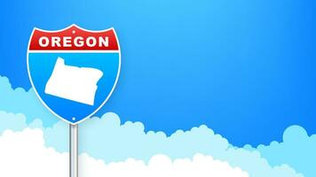 Oregon kaart Aan weg teken. Welkom naar staat van Oregon. vector illustratie