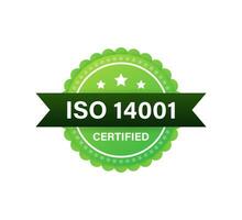 iso 14001 gecertificeerd insigne, icoon. certificaat stempel. vlak ontwerp vector