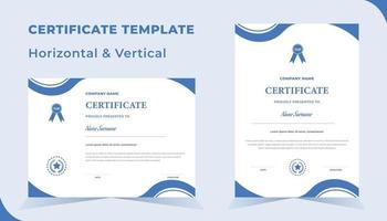 creatieve certificaat van waardering award sjabloon met blauwe kleur vector